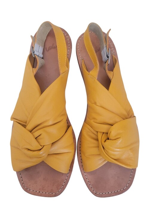 Velez Shoes - Velez Artisan Leather Knot Sandals Mustard Yellow Slingback Flat 38 Boho Resort